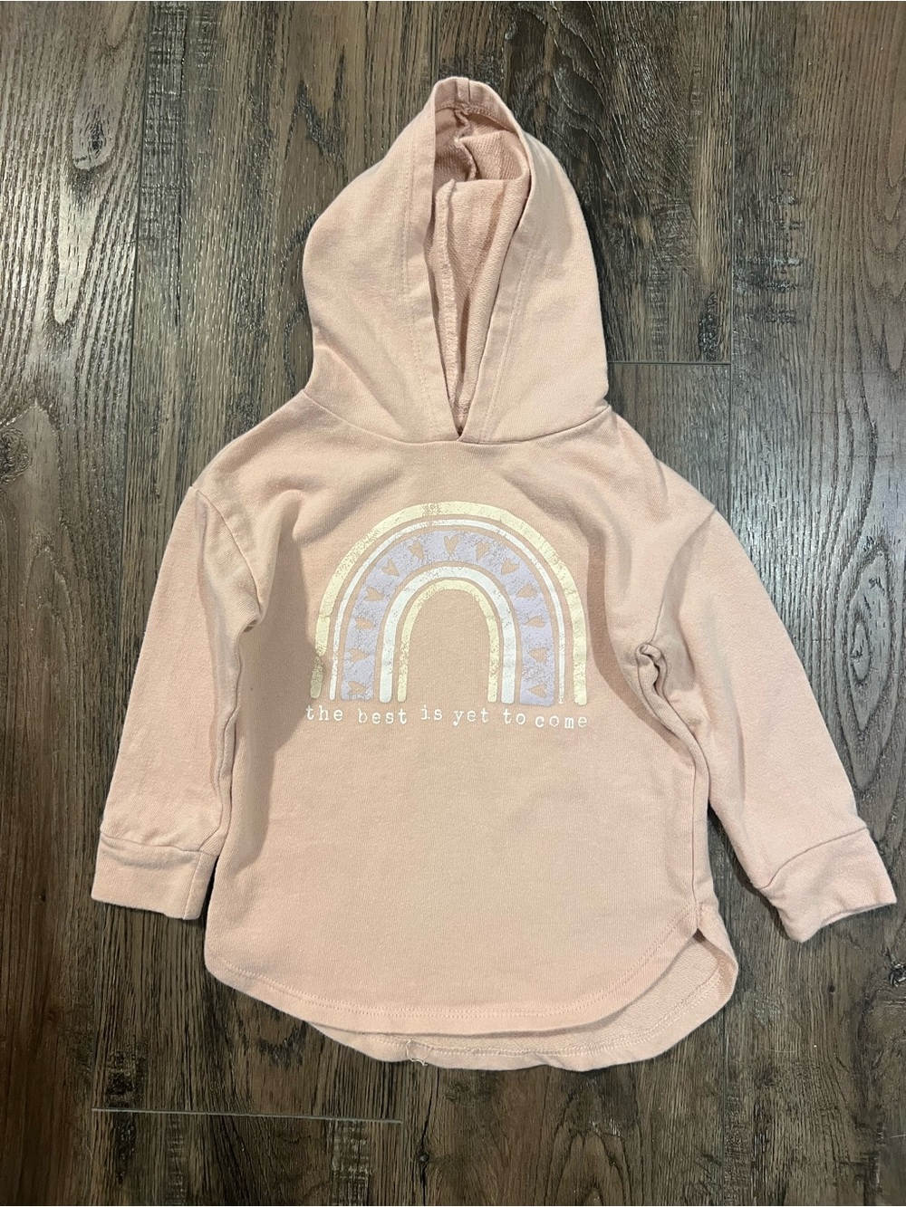 Girls' Hooded Pink Sweatshirt with Rainbow Motif